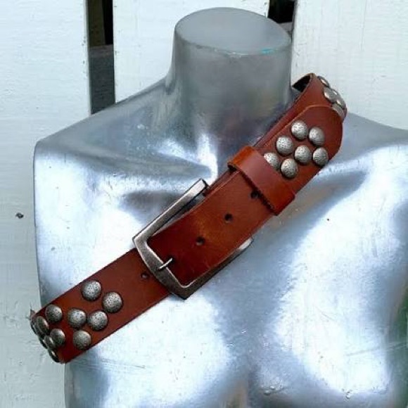 Bed Stu Accessories - Brown Studded Leather Waist Belt - Women Accessories